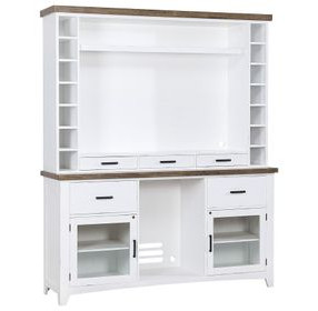 Ashford White and Brown 5 Drawers Back Bar with Hutch