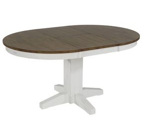 Ashford White and Brown 60" Round Extendable Dining Table