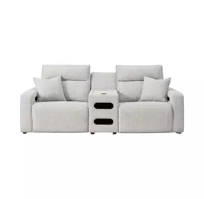 Modmax II Stone Performance Fabric 3 Piece Modular Power Reclining Sectional with USB Charging