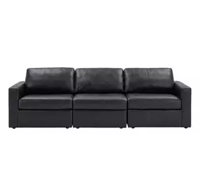 ModMax II Black Leather 3 Piece Modular 108" Sofa