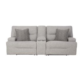 Acklen Place Pewter Performance Fabric 3 Piece Modular 97" Power Reclining Sectional with Console and USB Charging