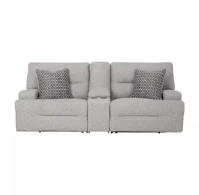 Acklen Place Pewter Performance Fabric 3 Piece Modular 97" Power Reclining Sectional with Console and USB Charging