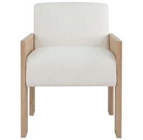 Astor Beige and White Performance Fabric Accent Chair