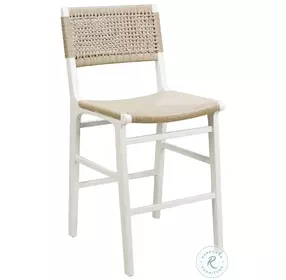 Astrid Matte White Lacquer Woven Back Counter Height Stool