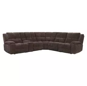 Bronco Plush Umber 6 Piece Modular Zero Gravity Power Reclining Sectional with Power Adjustable Headrest and USB Charging