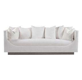 Claudette Cream Bench Seat 95" Sofa with Throw and Ball Pillow