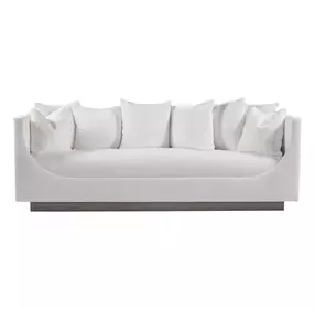 Claudette Cream Bench Seat 95" Sofa with Throw and Ball Pillow