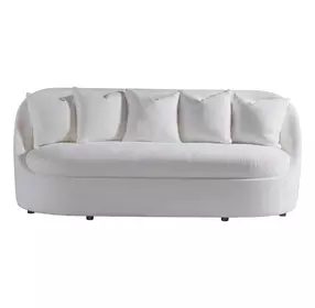 Genevieve Ivory Bench Seat 87" Sofa with Ivory Pillows