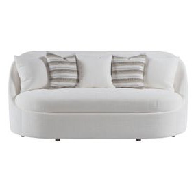 Genevieve Ivory Bench Seat 87" Sofa with Ivory and Stripes Pillows