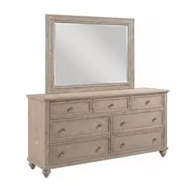 Cambric Breve 7 Drawer Miriam Dresser with Rectangular Landscape Mirror
