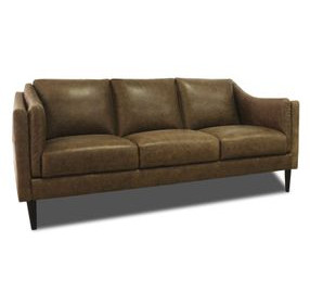 Brighton Bomber Tan 81" Leather Sofa