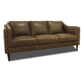 Brighton Bomber Tan 81" Leather Sofa