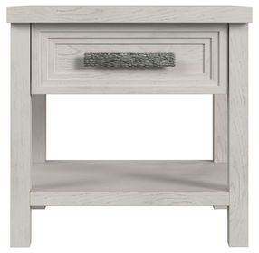 Rhiannon Antique White Square End Table with USB Charging