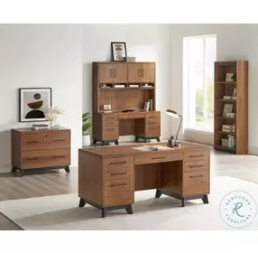 Avery Brown 64" Double Pedestal Executive Home Office Set