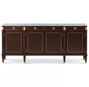 Alexa Hampton Cambridge and Carrara 4 Door Marble Top Hamilton Sideboard