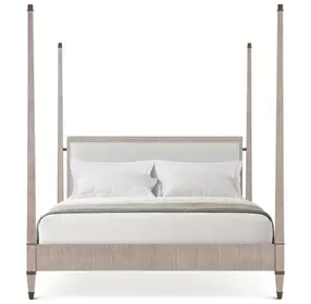 Marlborough Geo Coast and Cream Upholstered Markos California King Poster Bed