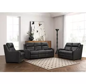 Ayden Elway Dark Gray Leather Power Reclining Living Room Set with Power Headrest and Power Lumbar