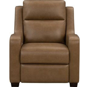 Ayden Hillwood Toffee Leather Power Recliner with Power Headrest and Power Lumbar