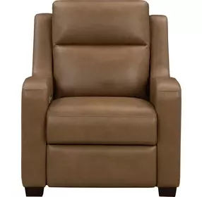 Ayden Hillwood Toffee Leather Power Recliner with Power Headrest and Power Lumbar