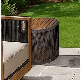 Veranda Brown and Gray Outdoor Oval End Table