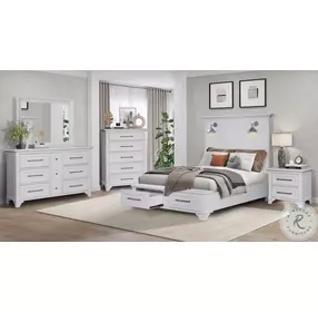 B00299 White Platform Storage Bedroom Set
