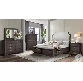 B00566 Dark Acacia Storage Sleigh Bedroom Set