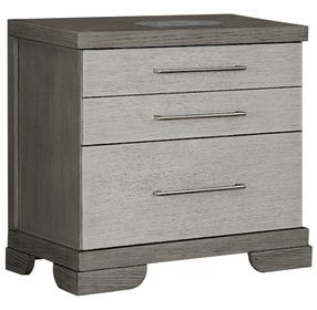 B00913 Water White And Light Taupe Nightstand with LED Lighting