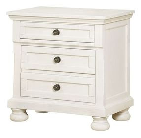 B01163 White 3 Drawer Nightstand with USB Charging