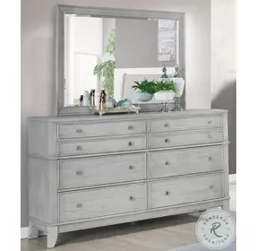 B0191A Brushed White Dresser with Mirror