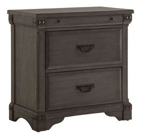B09862 Gray 3 Drawer Nightstand with USB Charging