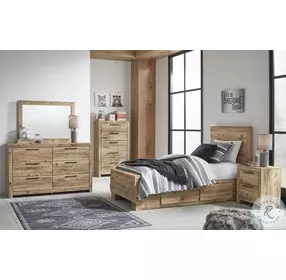 Hyanna Tan Brown Youth Panel Bedroom Set with 2 Side Storage