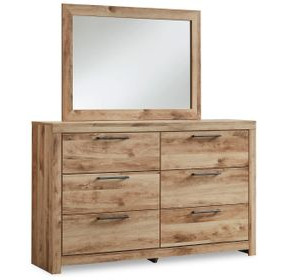 Hyanna Tan Brown 6 Drawer Dresser and Rectangular Mirror