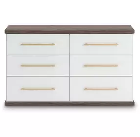 Mazilar Dark Brown and Matte White 6 Drawer Dresser