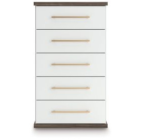 Nendalane Brown and White 5 Drawer Chest