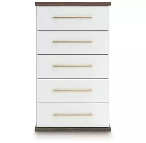 Mazilar Brown and White 5 Drawer Chest