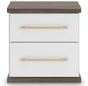 Mazilar Brown and White 2 Drawer Nightstand with USB Charging