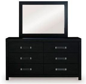 Raechalla Black 6 Drawer Dresser and Rectangular Mirror