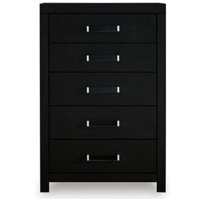 Raechalla Matte Black 5 Drawer Chest