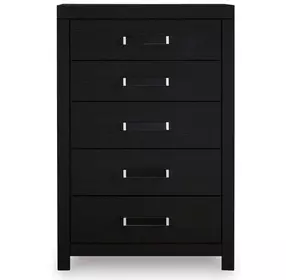 Raechalla Matte Black 5 Drawer Chest