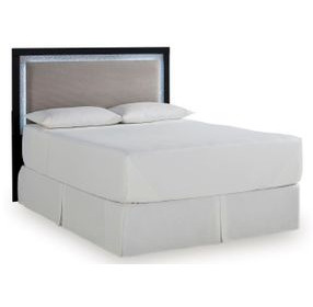 Raechalla Black and Gray Queen Upholstered Panel Headboard