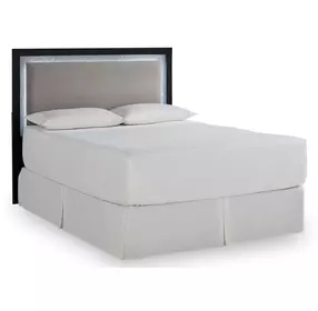 Raechalla Black and Gray Queen Upholstered Panel Headboard