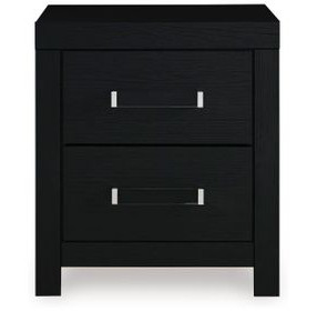 Raechalla Matte Black 2 Drawer Nightstand
