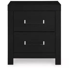 Raechalla Matte Black 2 Drawer Nightstand