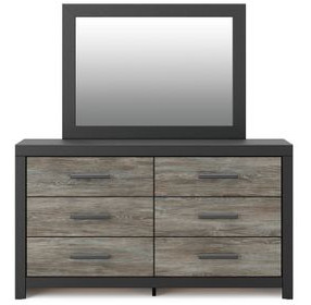 Ryderton Black and Gray 6 Drawer Dresser with Rectangular Mirror