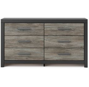 Ryderton Matte Black and Warm Gray 6 Drawer Dresser
