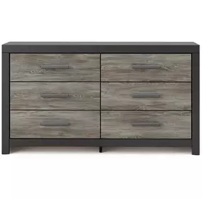 Jonnifer Matte Black and Warm Gray 6 Drawer Dresser