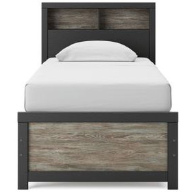 Ryderton Black and Gray Twin Panel Bookcase Bed