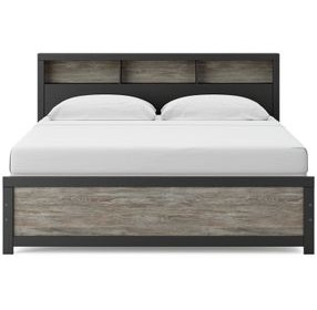 Ryderton Black and Gray King Panel Bookcase Bed