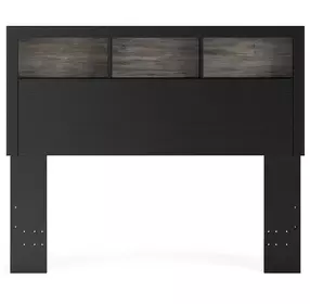 Jonnifer Warm Gray and Matte Black Full Bookcase Headboard