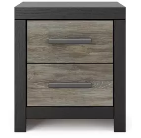 Jonnifer Black and Gray 2 Drawer Nightstand